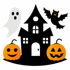 Halloween Icons: Pumpkins, Ghosts, and Haunted House Symbols