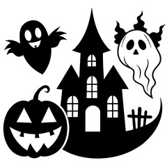 Halloween Icons: Pumpkins, Ghosts, and Haunted House Symbols