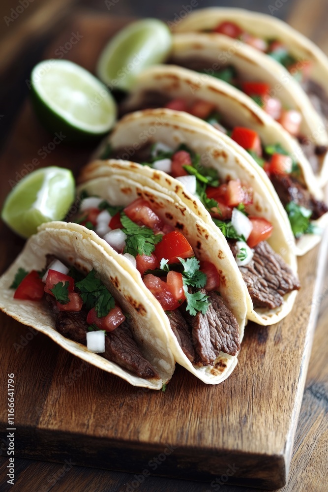 Wall mural Tacos on Wooden Cutting Board