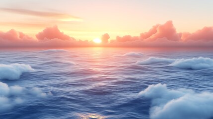 Fototapeta premium Serene Sunset Ocean Scene With Clouds Above