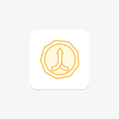 Lane Merge Sign duotone line icon , vector, pixel perfect, illustrator file