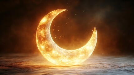 Fototapeta premium Glowing Crescent Moon On Dark Background