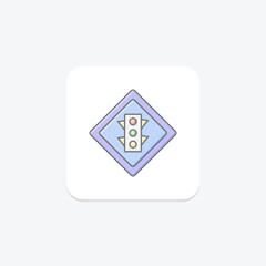 Signal Ahead Sign lineal color icon , vector, pixel perfect, illustrator file