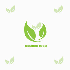 green leaves logo with creative organic logo design