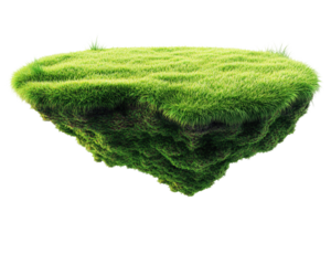 Isolated Floating Island with Green Grass
