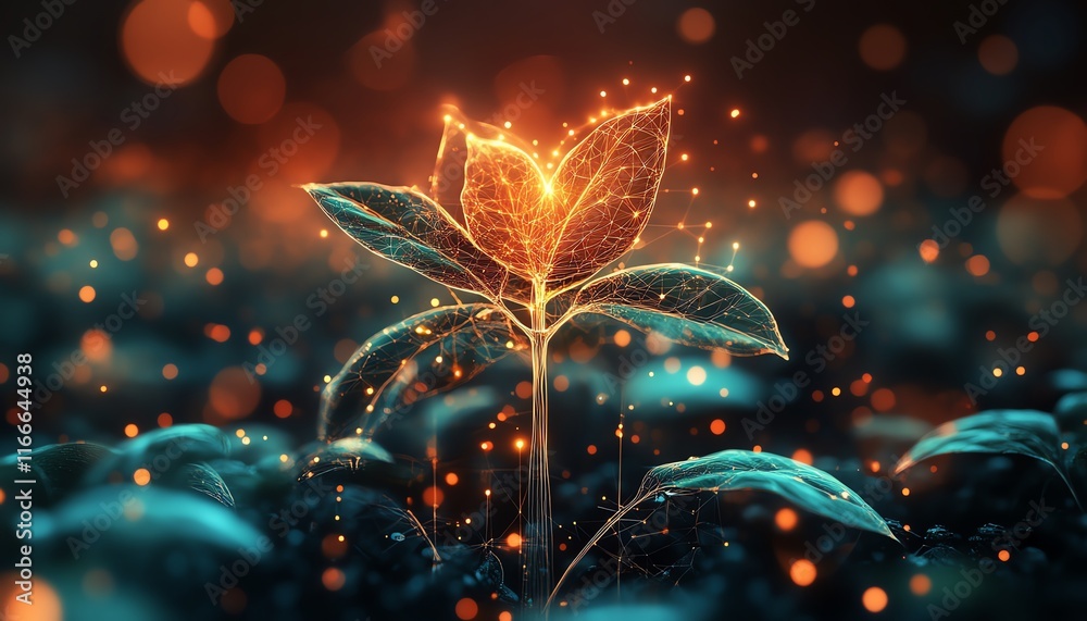 Aufkleber vibrant abstract tech plant growing with the help of advanced ai, showcasing the powerful role of ar