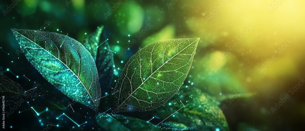 Aufkleber Abstract technology background of a flourishing tech plant, enhanced by AI algorithms, symbolizing the harmonious growth and development driven by artificial intelligence