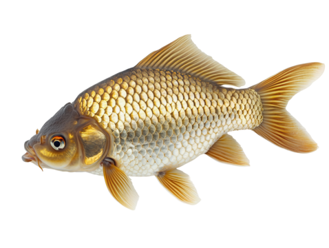 Isolated Golden Carp Fish Side View
