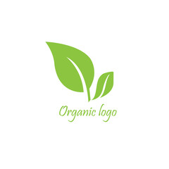 Natural abstract green leaf with organic logo design