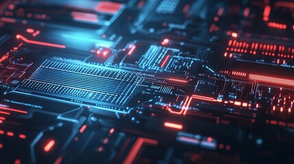 Obraz premium Bright Neon Abstract Digital Background with Lines and Geometry