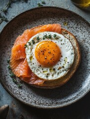 Salmon Fried Egg Breakfast Plate