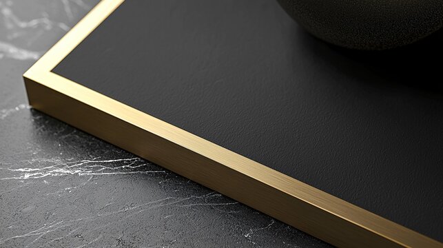 A shimmering gold-foil border elegantly frames a modern brochure, accentuating luxury products and inviting viewer interaction.