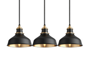 Isolated Three Black Pendant Lights