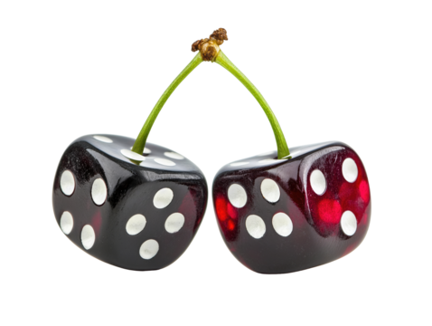 Isolated Dice Cherries Pair