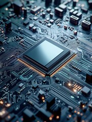 Fototapeta premium Abstract circuitry. technology of electronic computer hardware on a background of circuit board