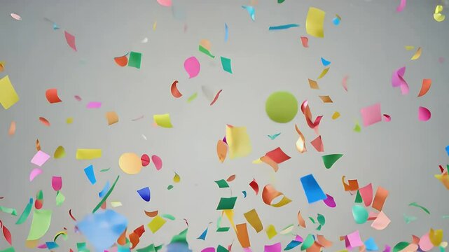 Colorful confetti bursts falls gracefully creating festive overlay videos Valentine's Day celebrations birthday party animations
