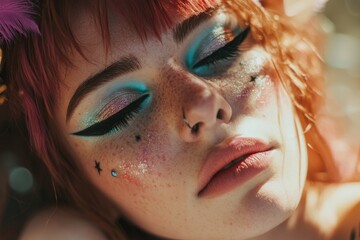 Woman with Freckles Close-Up