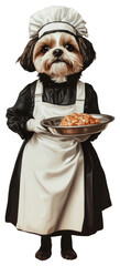 PNG Shih Tzu dog costumes wearing waitress animal human bread.