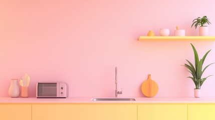 Modern Eco-Friendly 3D Printed Kitchen with Vibrant Colors for Sustainable Cooking | Ultra-Detailed 3D Render Digital Artwork