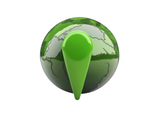Isolated Green Pin on Globe Icon
