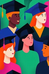 Gamification Diverse graduates celebrating achievement in colorful caps and gowns.