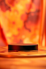 sleek dark cylinder on vibrant red background