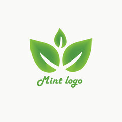 Green leaf logo icon with mint leaves design