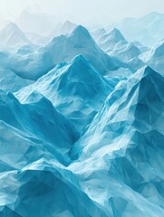 Naklejka premium Creative turquoise polygonal mountains background. Technology concept. 3D Rendering