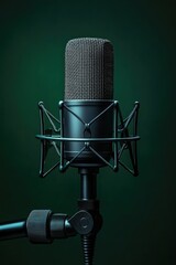 Microphone on green background