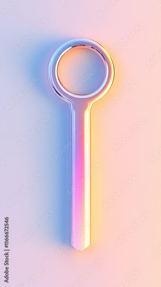 Aufkleber abstract iridescent key on pastel background.