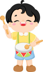 illustration kid playing drum