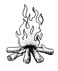 campfire doodle hand drawn icon vector 