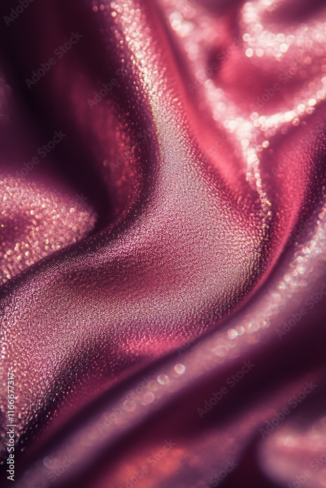 Poster close-up of luxurious pink fabric with shimmering texture and soft folds.