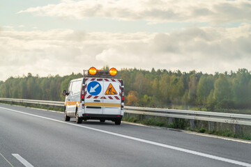 Patrol vehicle ensuring road safety on motorway