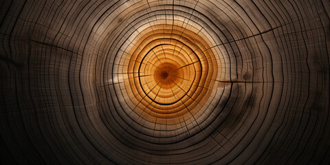 Cross-Section of a Wooden Tree Trunk Highlighting Its Rings