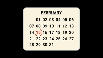 15 February Calendar Date Animation