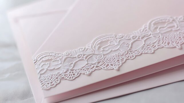 Elegant Pink Invitation With White Lace Detailing