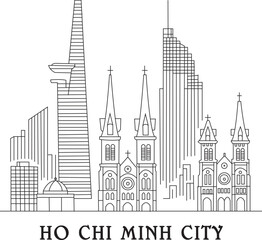 Fototapeta premium Ho Chi Minh City Line Draw Simple Minimalist