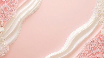 Delicate Pink Background With White Fabric And Lace