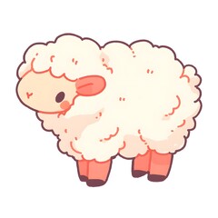 Obraz premium Fluffy sheep character illustration, Generative AI 