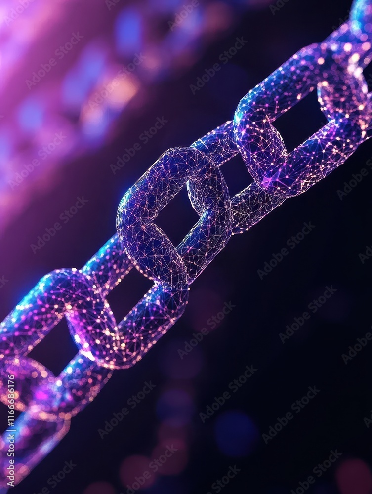 Poster blockchain technology futuristic hud ultraviolet background with blockchain polygon peer to peer net