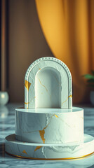 marble gold arch display stand