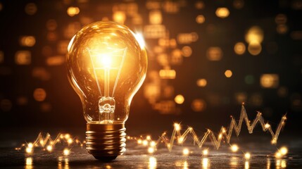 Brilliant Illumination Glowing Light Bulb Idea Concept, Innovation and Progress, Success and Growth, Business Strategy,  Financial Market Trends,  Economic Development,  Investment Opportunity