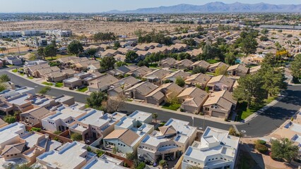 Aerial view of suburban Las Vegas neighborhood. © Wirestock