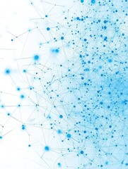 Obraz premium Abstract connected dots on bright blue background. Technology concept