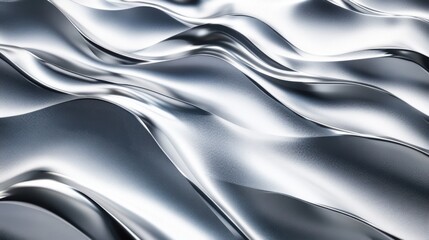 Fototapeta premium Abstract Silver Metallic Waves Background Texture: Sleek, Smooth, and Reflective Surface Design