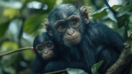 Fototapeta premium Playful Animals in a Lush Jungle Setting