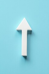 White arrow on blue background