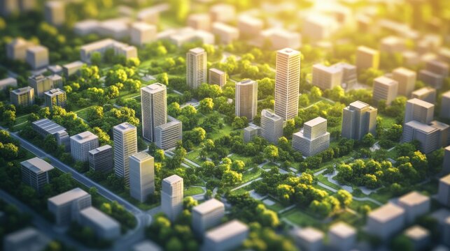 Eco-Friendly Cityscape: A Sustainable Urban Paradise with Lush Greenery and Modern Architecture