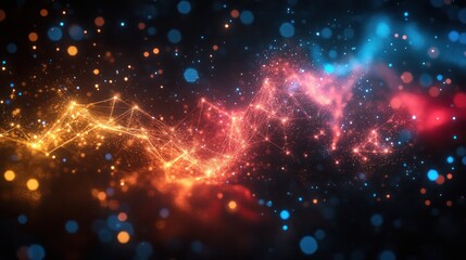 Obraz premium Abstract glowing energy wave with particles.